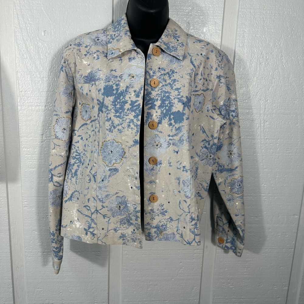 Marisol Vintage 1990s Blue and Tan Denim Jacket Size Medium EUC